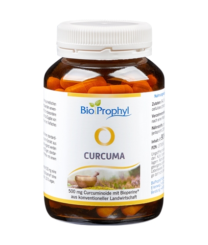 BioProphyl Kurkuma 90 planten. Capsules met 500 mg pure Curcumine en 3 mg Bioperine