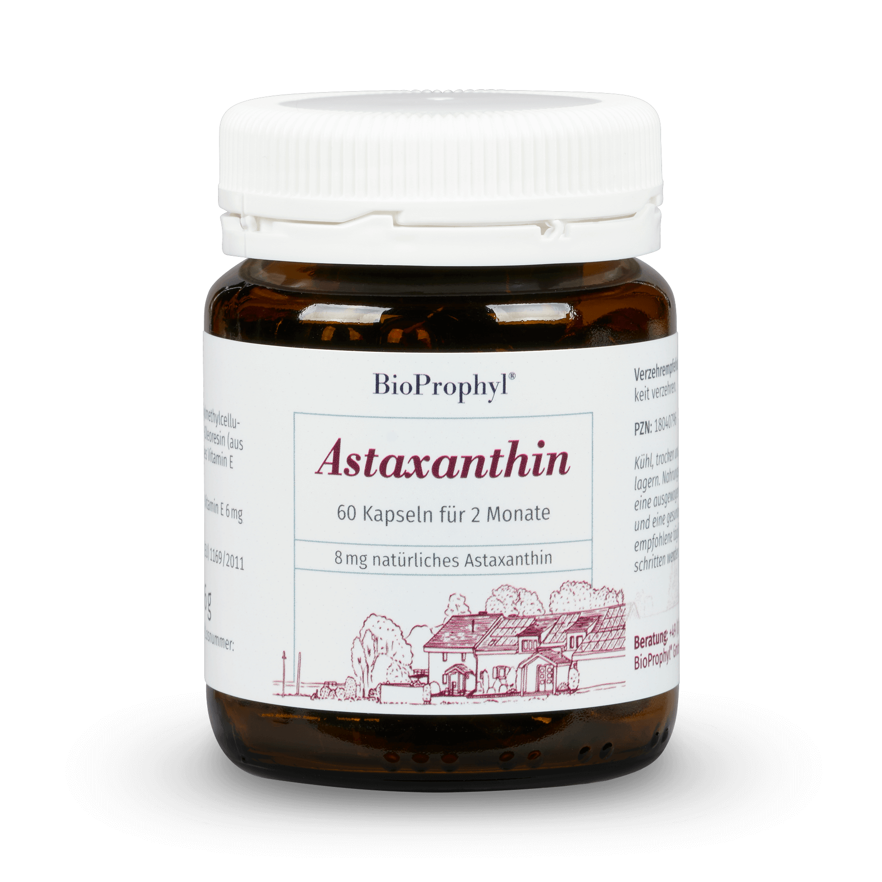 BioProphyl Astaxanthin 8 mg 60 plantaardige capsules met 8 mg astaxanthine uit Haematococcus pluvialis