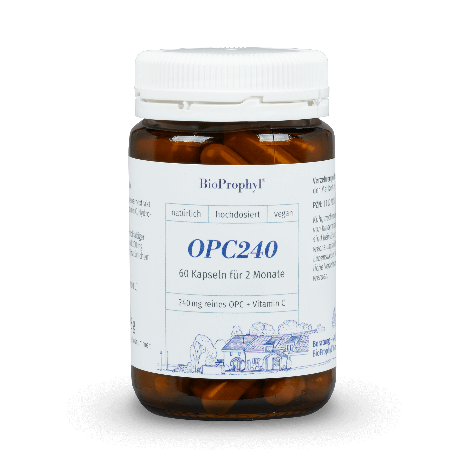 BioProphyl OPC240 plus Acerola 60 vegetarische capsules met elk 240 mg zuivere OPC plus natuurlijke vitamine C